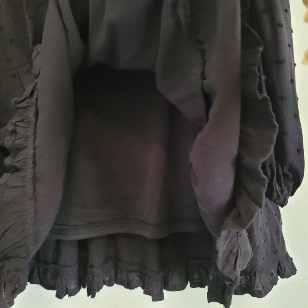 Blue Rain Womens Size XS Swiss Dot Babydoll Tiered Dress Black Dark Academia Top - Picture 7 of 11